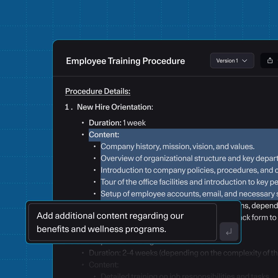 Asset creation visual